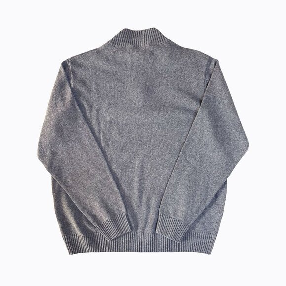 Men's Quarter Zip Sweater XL Gray Red Chest Stripe Preppy Classic Sporty Office - Picture 2 of 8